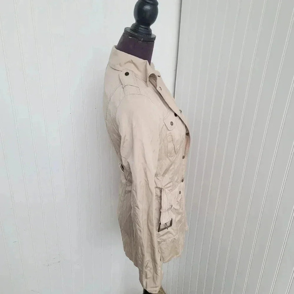 Zara Women Utility Jacket Pockets Belted Pockets Beige Jacket Coat Sz XS - Picture 10 of 16